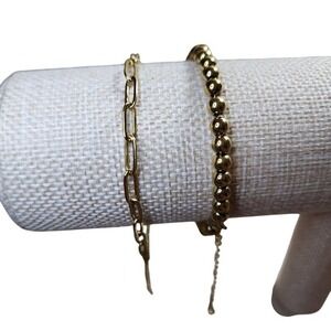 18K Gold Plated Stainless Steel Double Stack Pencil Bracelet (2pc)